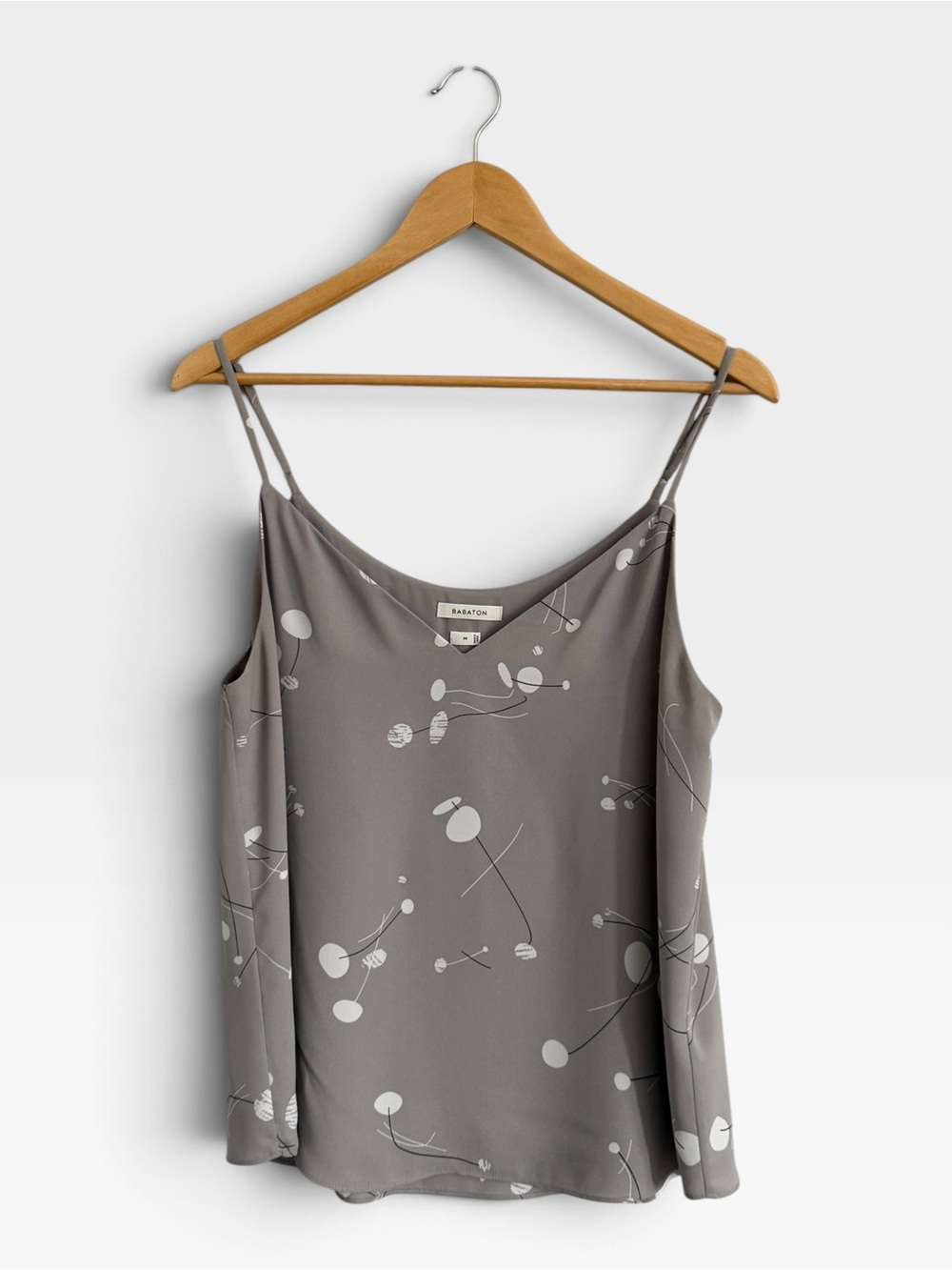 Babaton Grey Contemporary Floral Printed Crepe lined Cami Medium